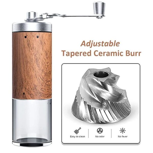 Coffee Bean Grinder Portable Wood Grain Stainless Steel Crank Hand Hand Coffee Grinder Kitchen Tool Grinder – Image 4